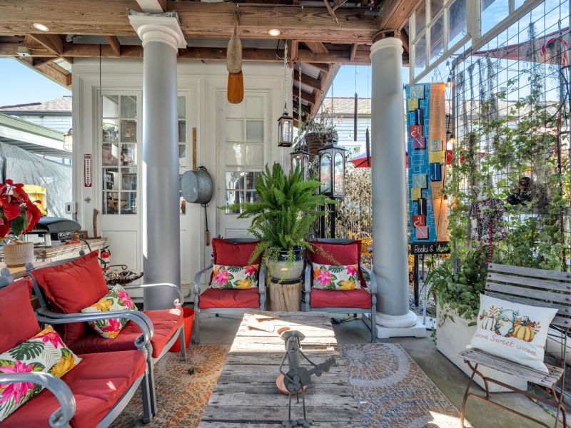 Lush courtyard lounge—perfect for relaxing