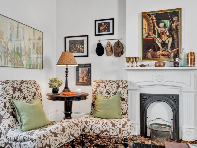 Art-filled lounge with timeless details