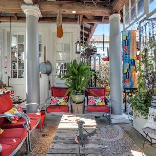 Lush courtyard lounge—perfect for relaxing